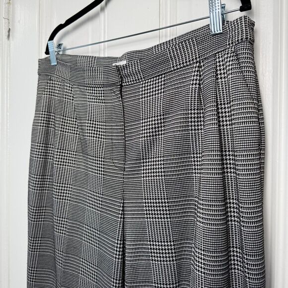 Bar III Nordstrom Pants Womens 16 Black White Houndstooth Straight Leg High Rise - Picture 2 of 9